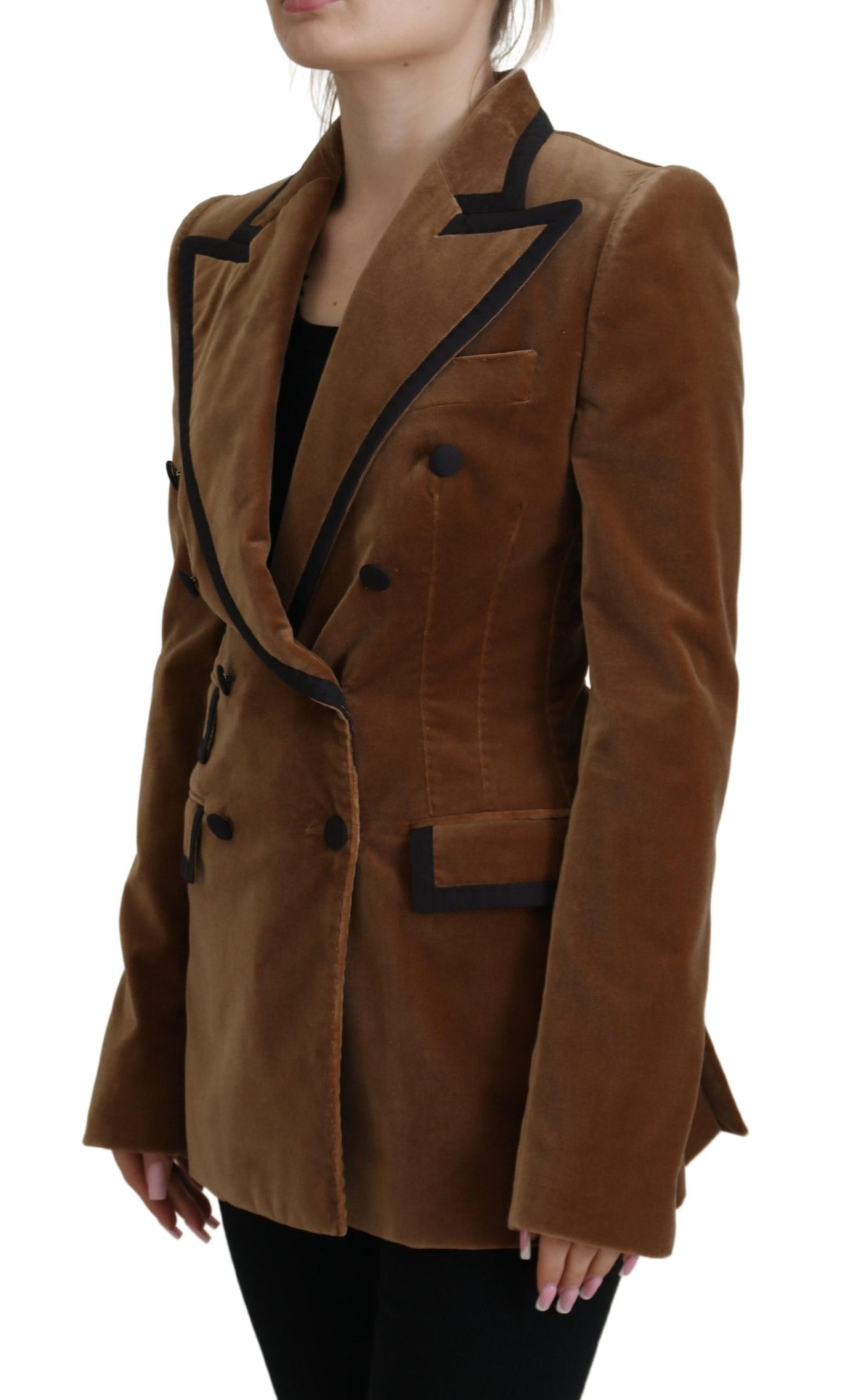 Brauner doppelreihiger Blazer Baumwolljacke