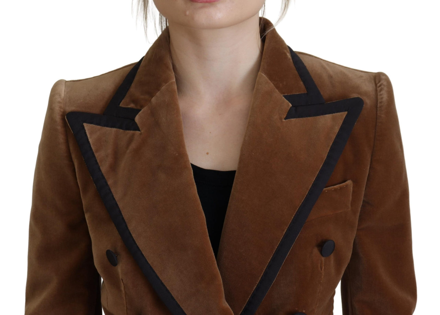 Brauner doppelreihiger Blazer Baumwolljacke