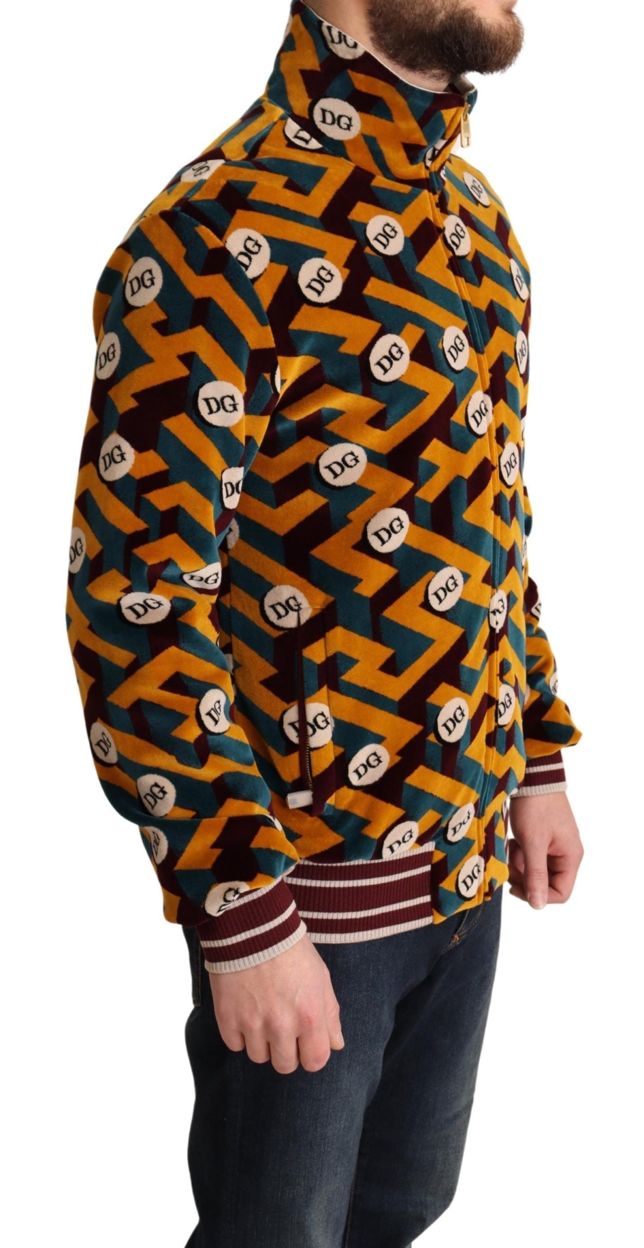 Multicolor Samt DG Logo Herren Pullover Jacke
