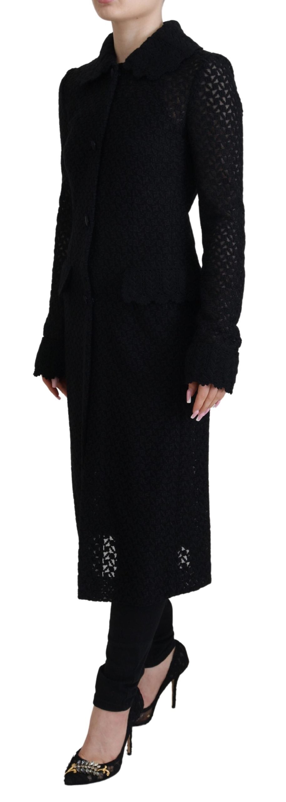 Schwarzer Button Down Long Blazer Baumwolljacke