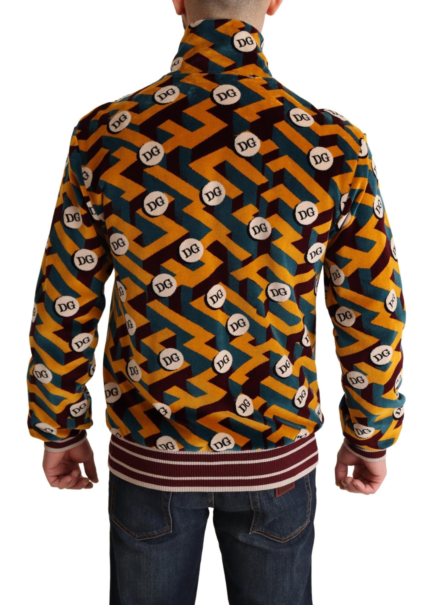 Multicolor Samt DG Logo Herren Pullover Jacke