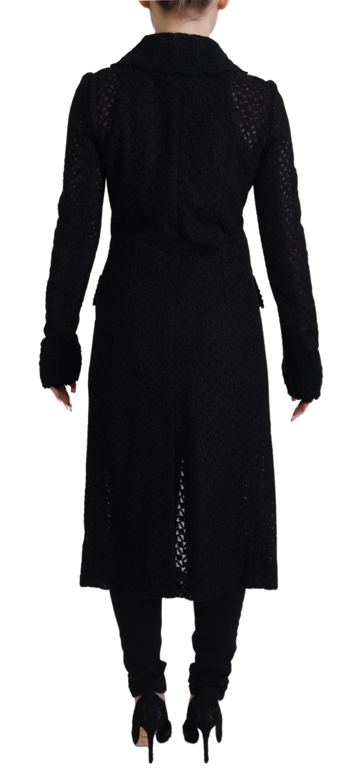 Schwarzer Button Down Long Blazer Baumwolljacke