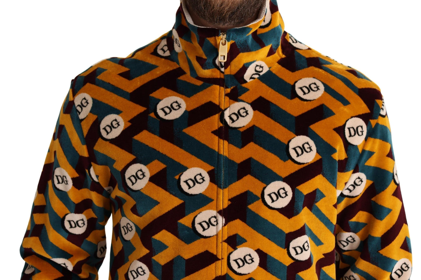 Multicolor Samt DG Logo Herren Pullover Jacke