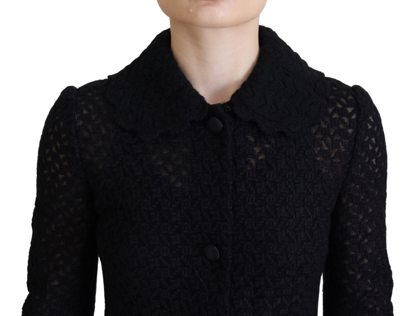 Schwarzer Button Down Long Blazer Baumwolljacke