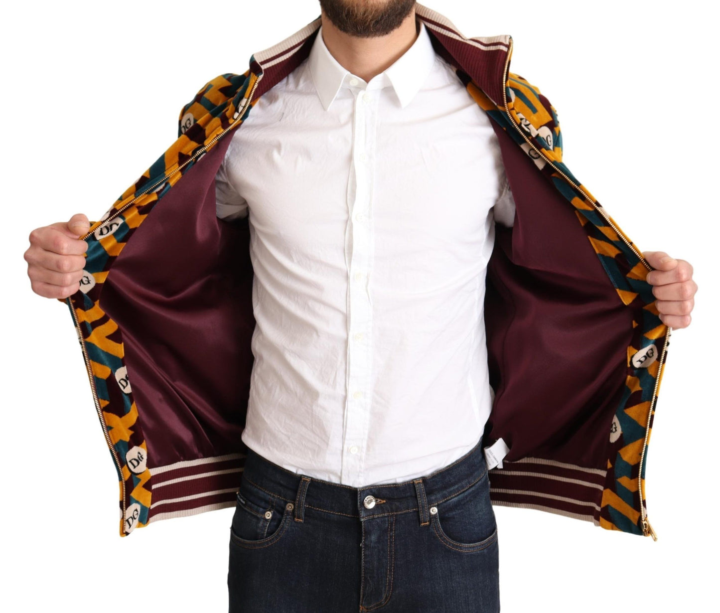 Multicolor Samt DG Logo Herren Pullover Jacke