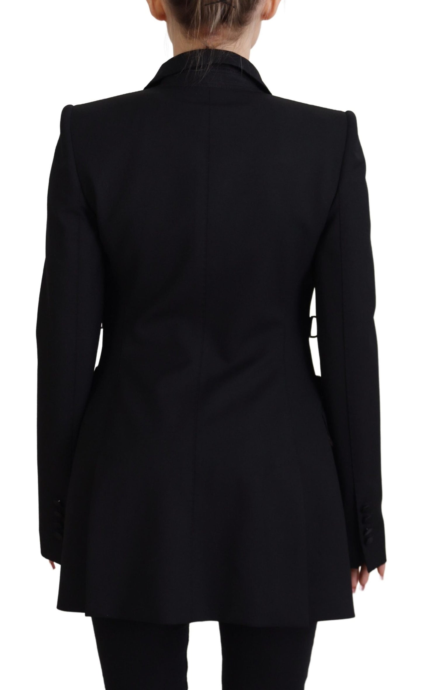Schwarze langärmelige einreihige Jacke