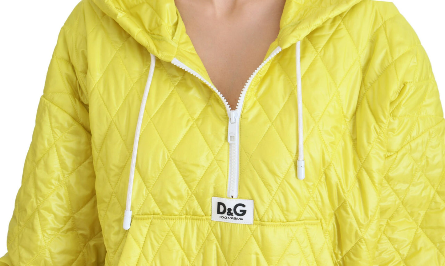 Gelbe Nylon Steppjacke mit Kapuze Pullover