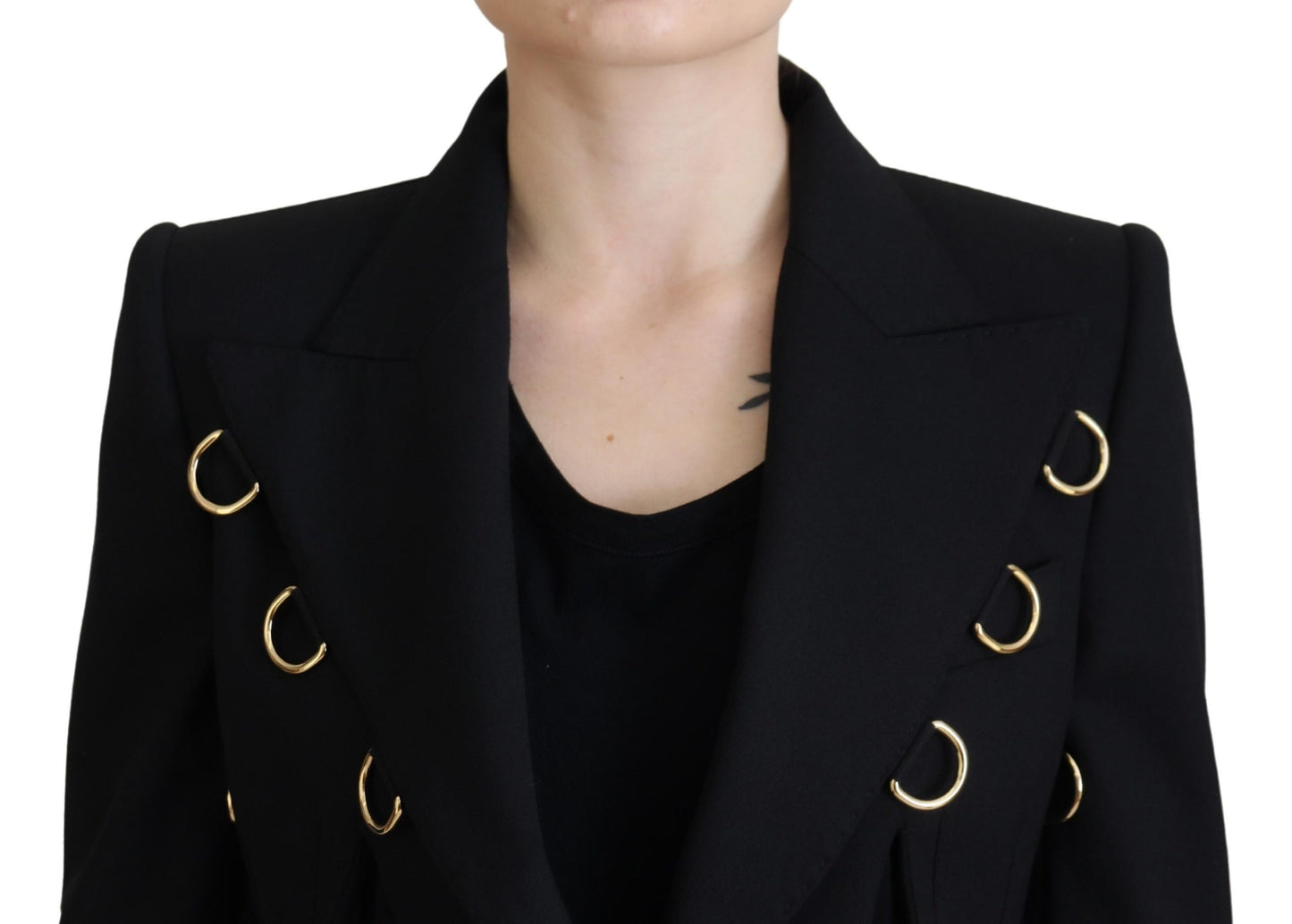 Schwarze langärmelige einreihige Jacke