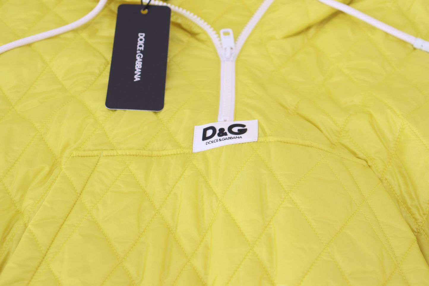 Gelbe Nylon Steppjacke mit Kapuze Pullover