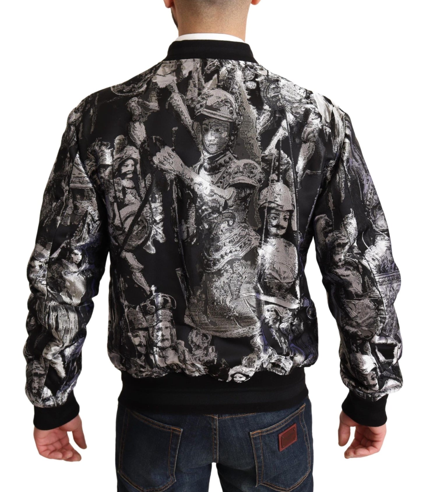Schwarz Silber Puppi Motiv Bomberjacke