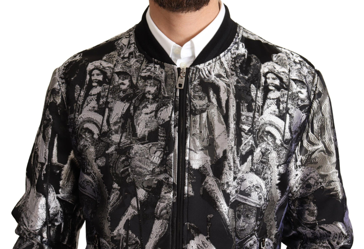 Schwarz Silber Puppi Motiv Bomberjacke