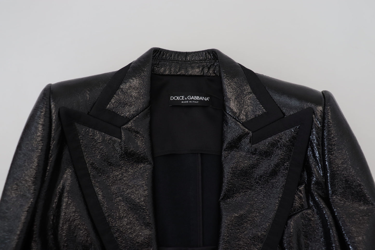 Schwarzer Langarm-Crop-Blazer Baumwolljacke