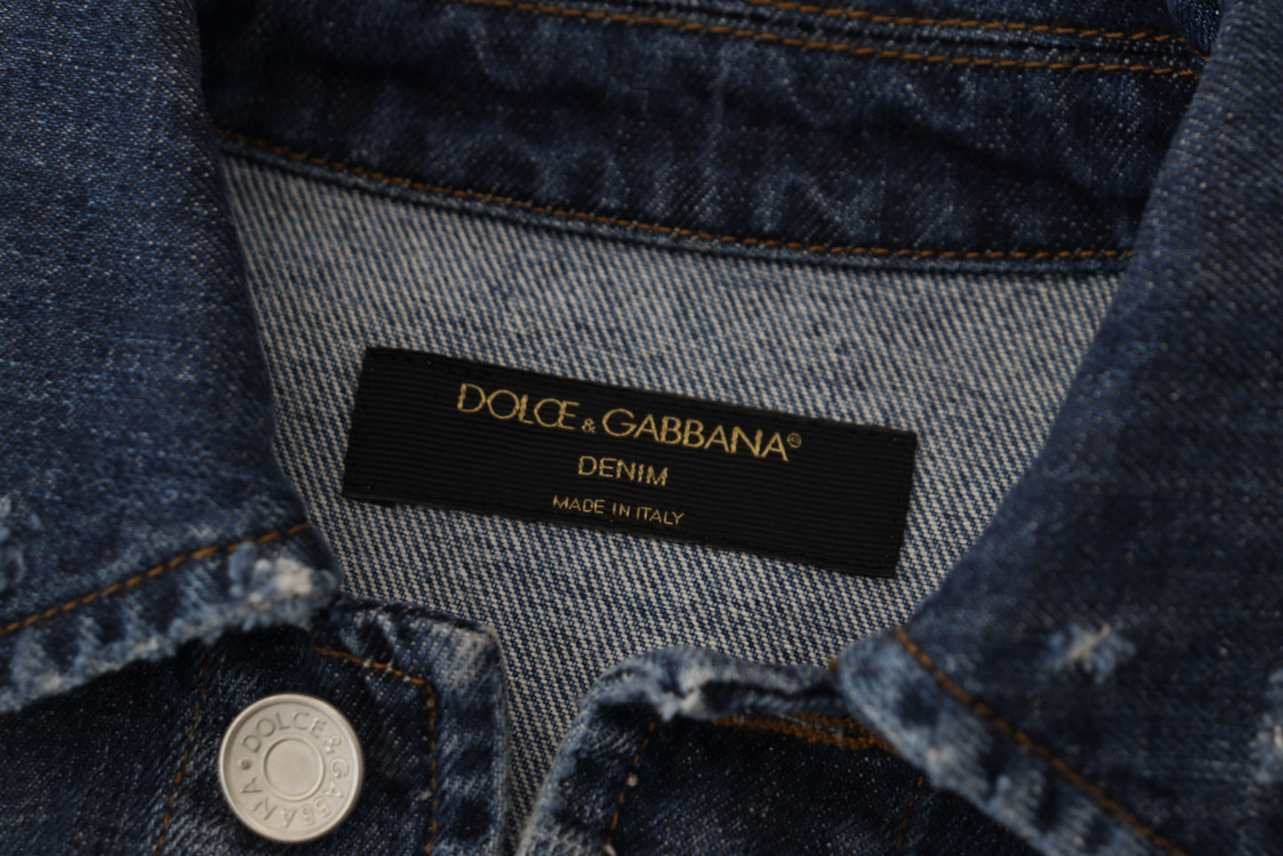 Blaue kurze Blousonjacke aus Denim-Baumwolle