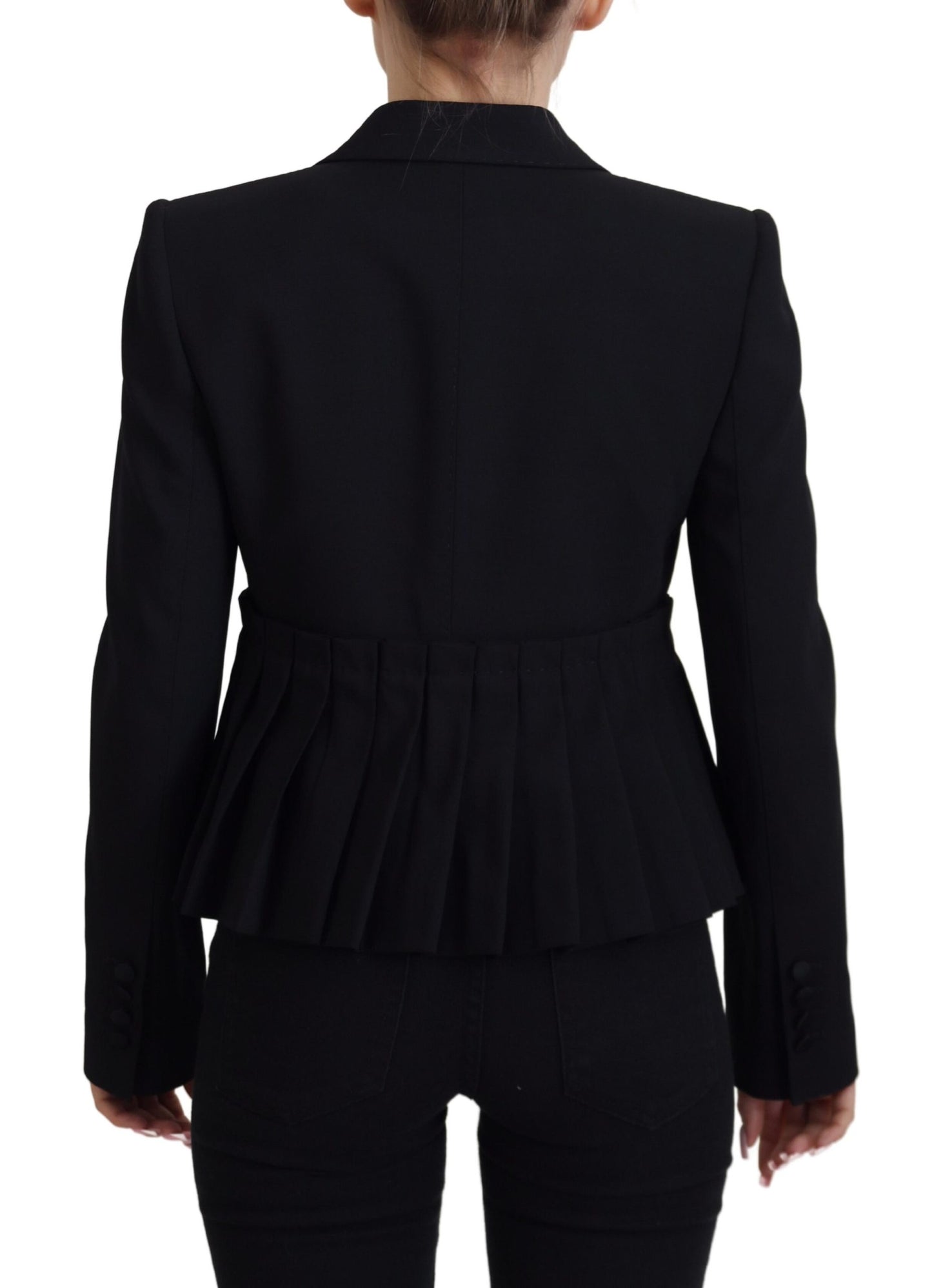 Schwarzer einreihig geschnittener Blazer Wolljacke