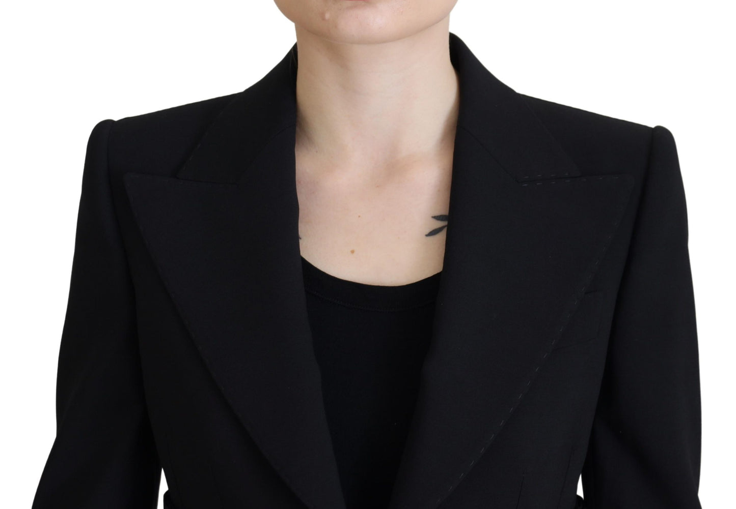 Schwarzer einreihig geschnittener Blazer Wolljacke