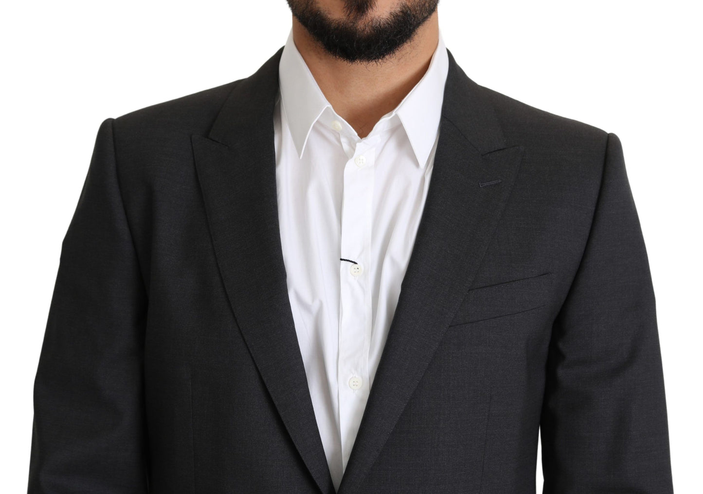 Grauer einreihiger Wollmantel Blazer