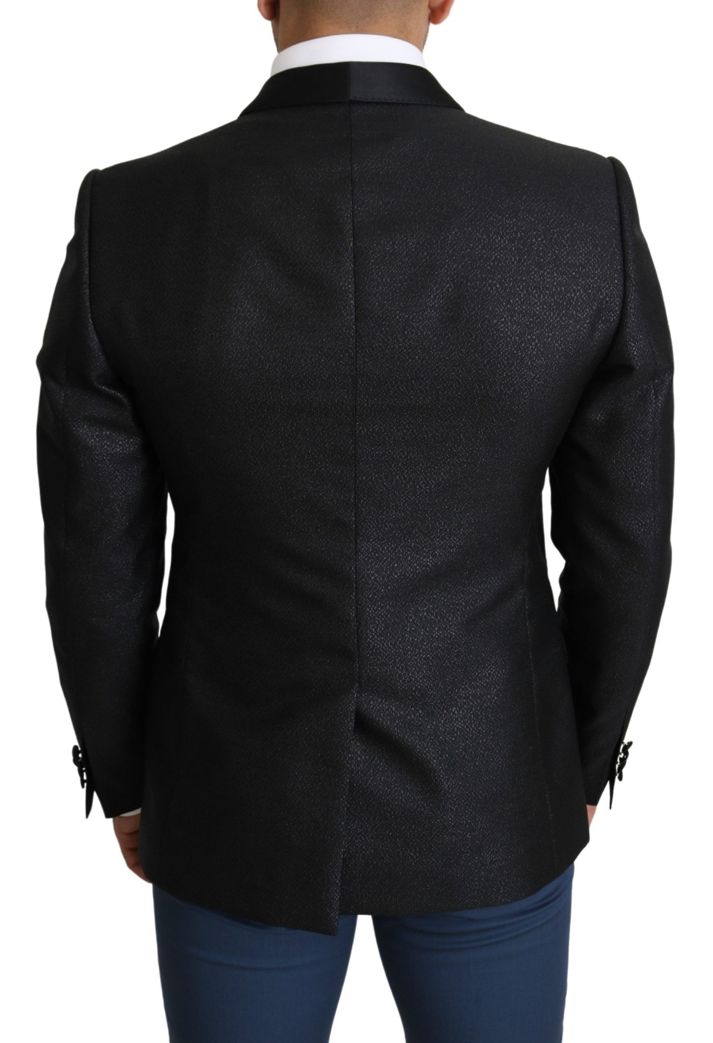 Schwarzer einreihiger Jacquard-Blazer aus GOLD