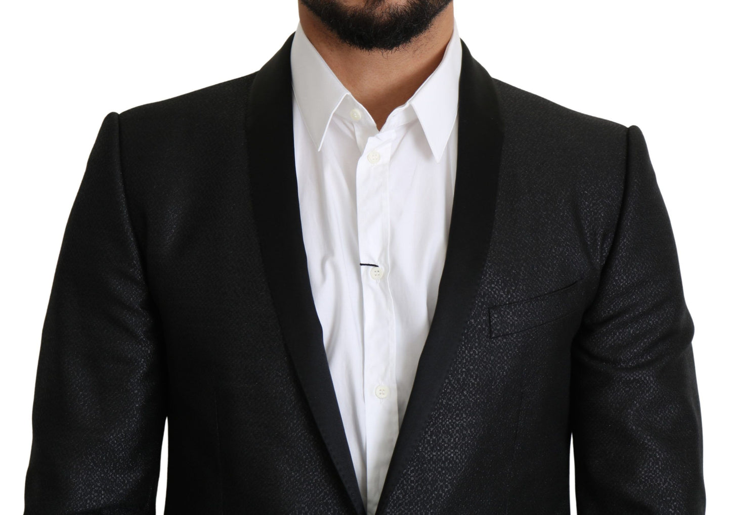 Schwarzer einreihiger Jacquard-Blazer aus GOLD