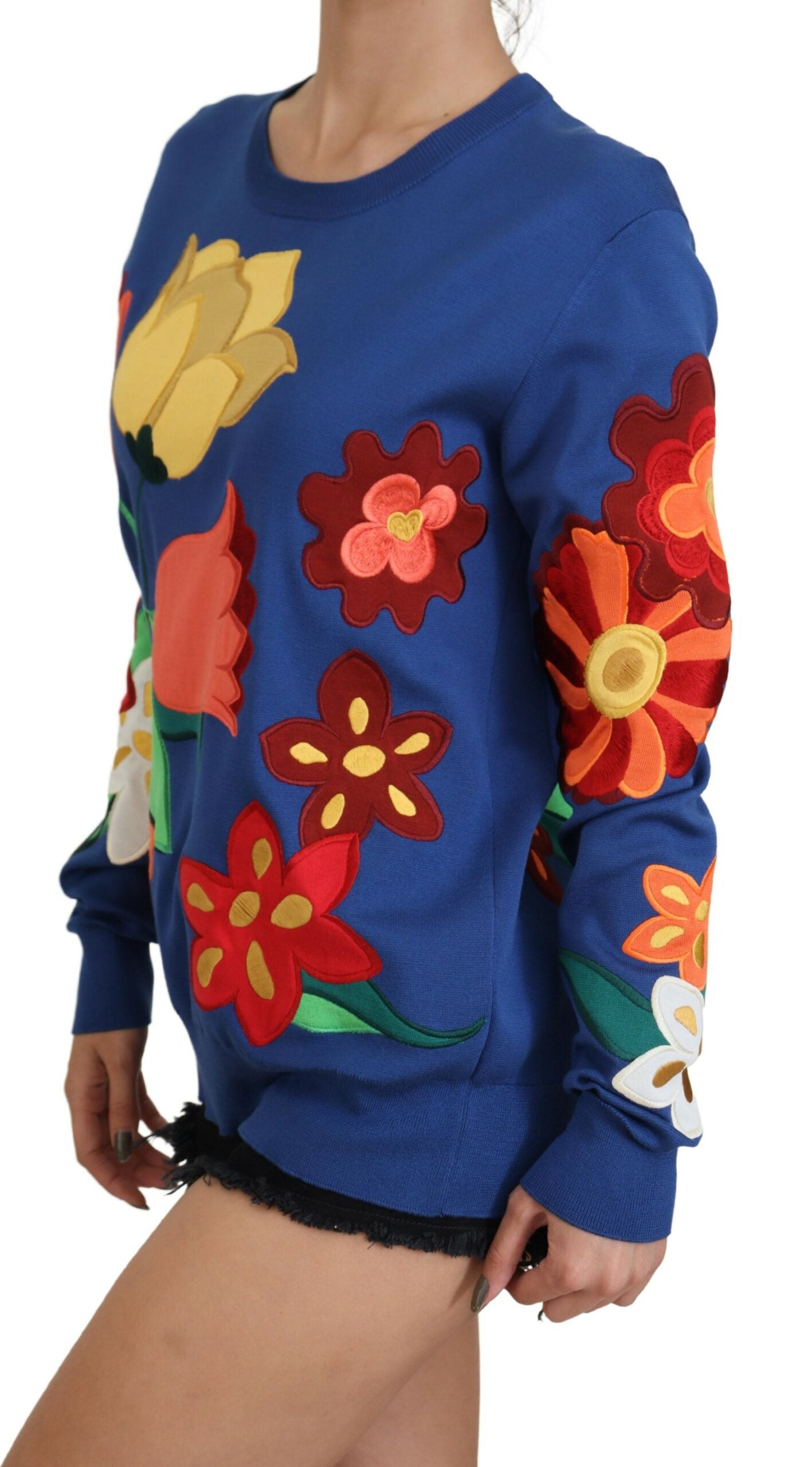 Multicolor Seidenpullover mit Blumenmuster