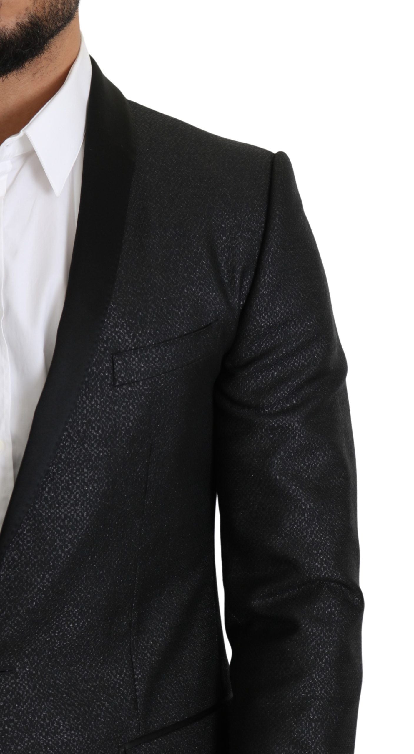 Schwarzer einreihiger Jacquard-Blazer aus GOLD