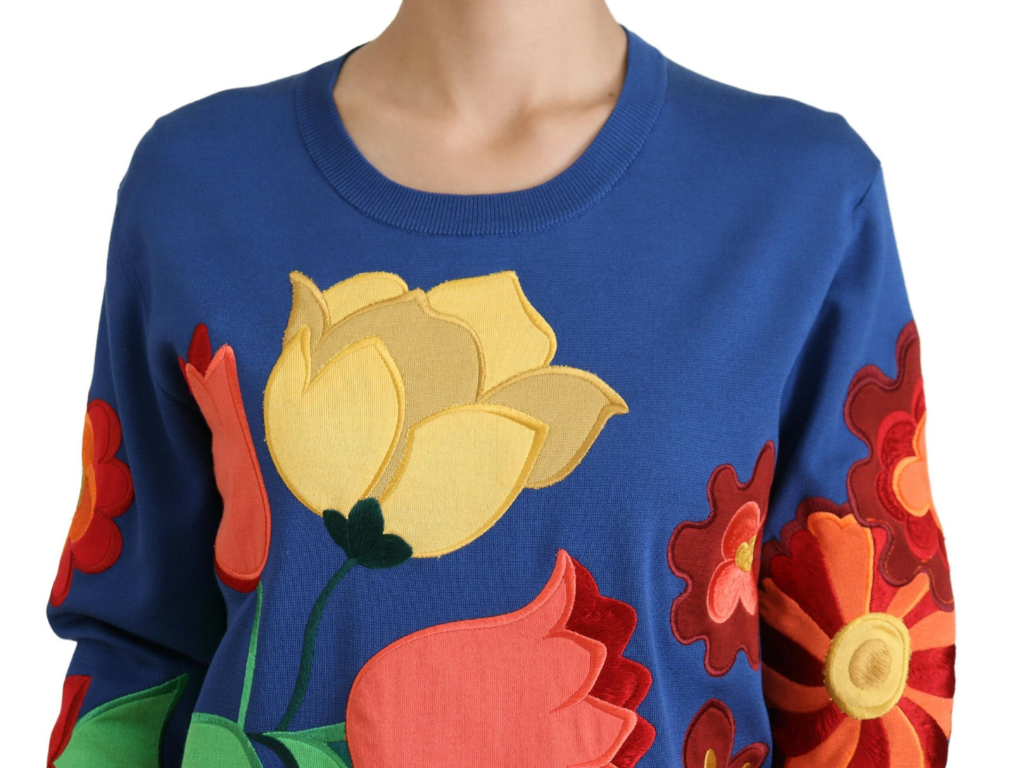 Multicolor Seidenpullover mit Blumenmuster