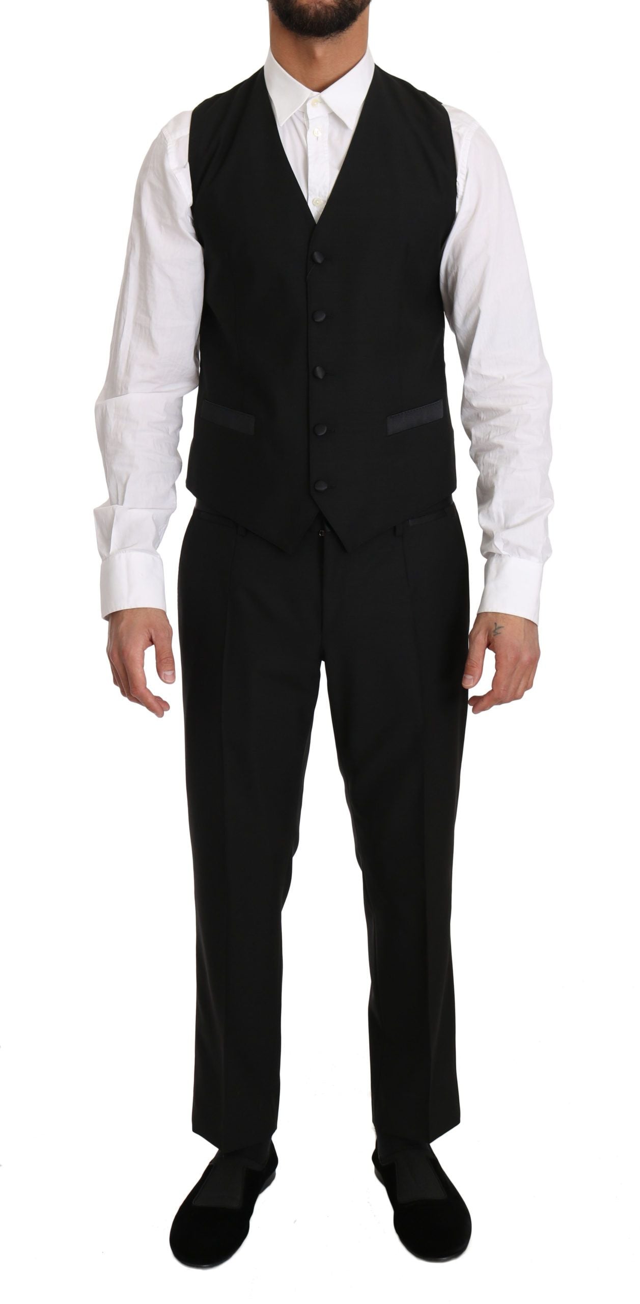 Schwarze Wolle Kleid Weste Gillet Vest