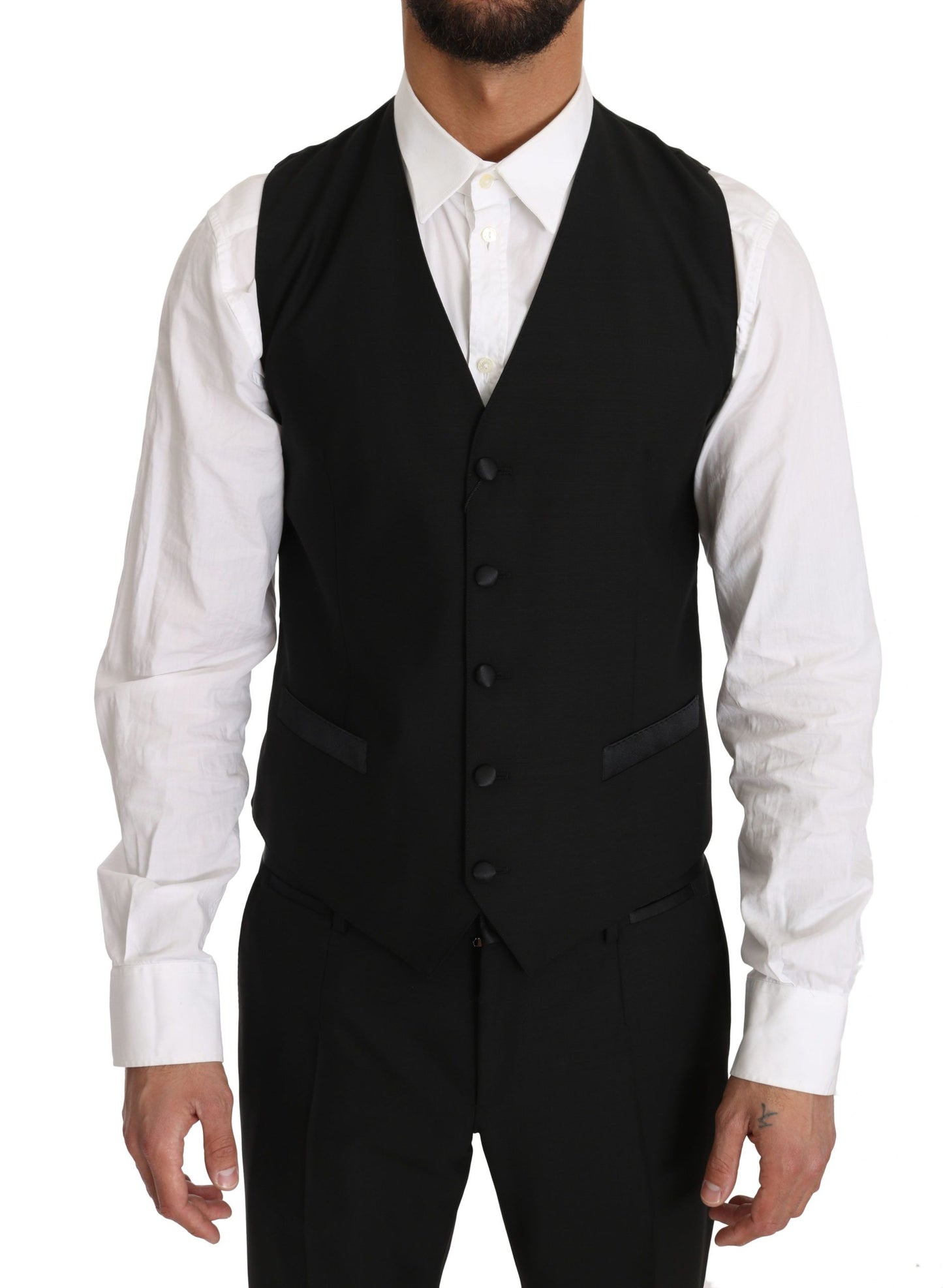 Schwarze Wolle Kleid Weste Gillet Vest