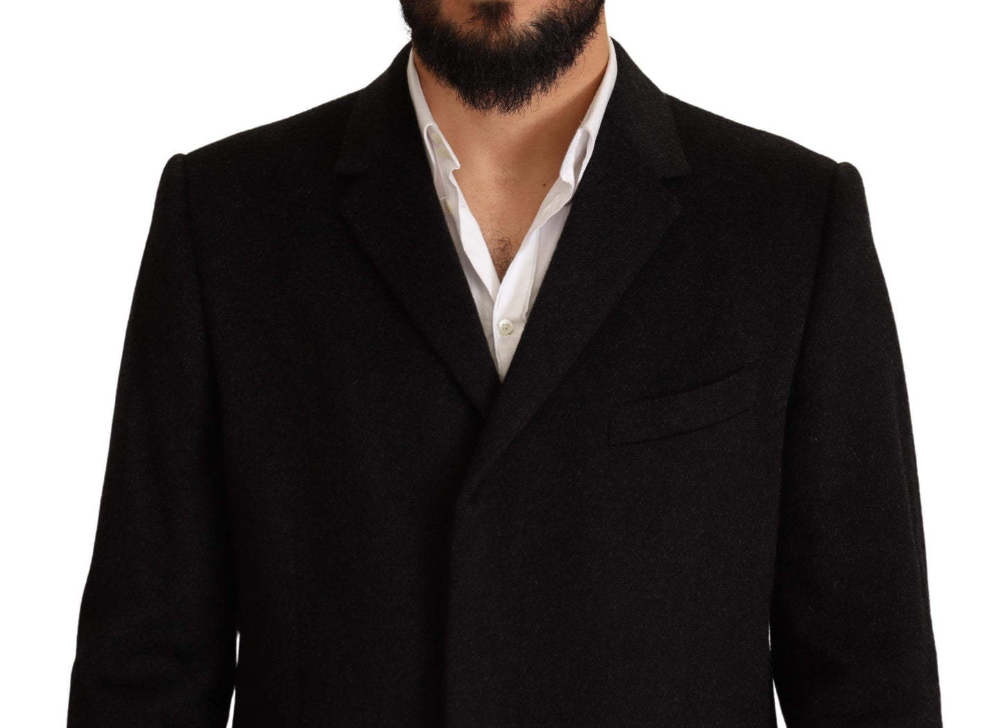 Grauer langer Kaschmirmantel Jacke