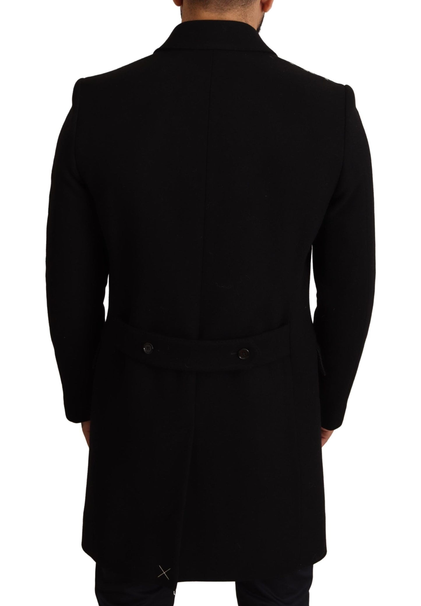 Schwarzer Wollmantel Double Breasted Coat Men