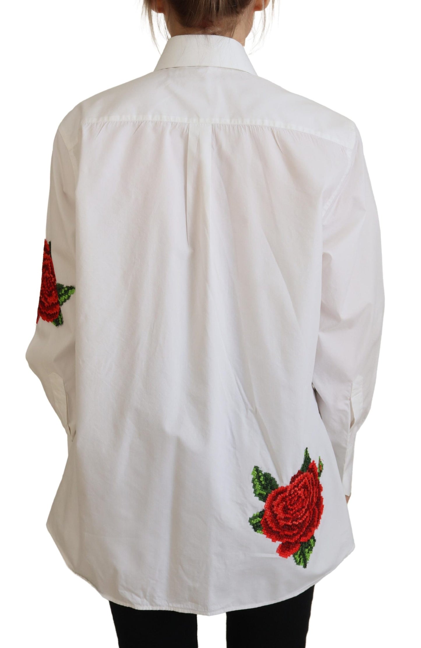 Weißes Baumwollshirt mit Blumenstickerei