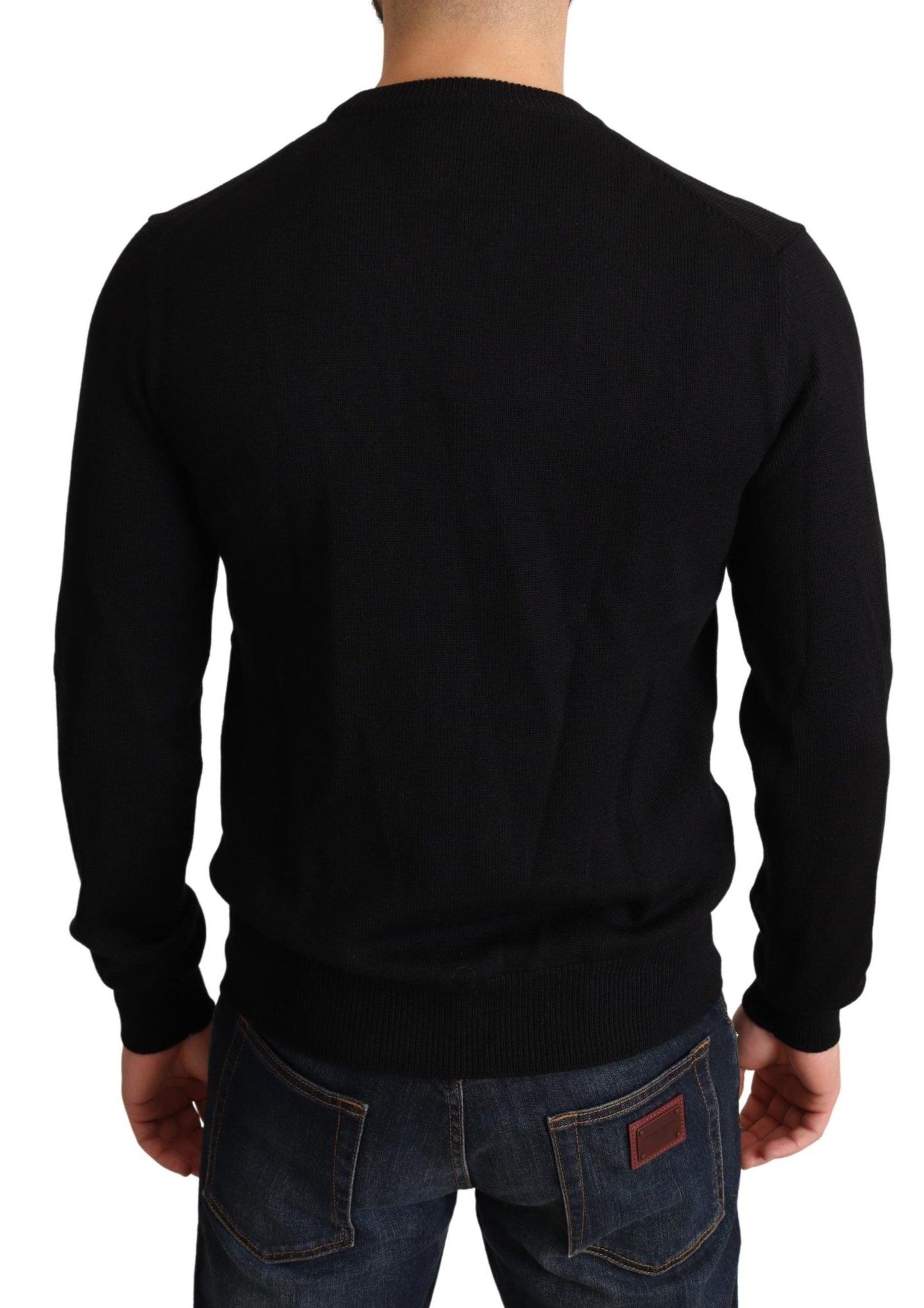 Schwarz-Gelb DG Logo Strickpullover aus Wolle
