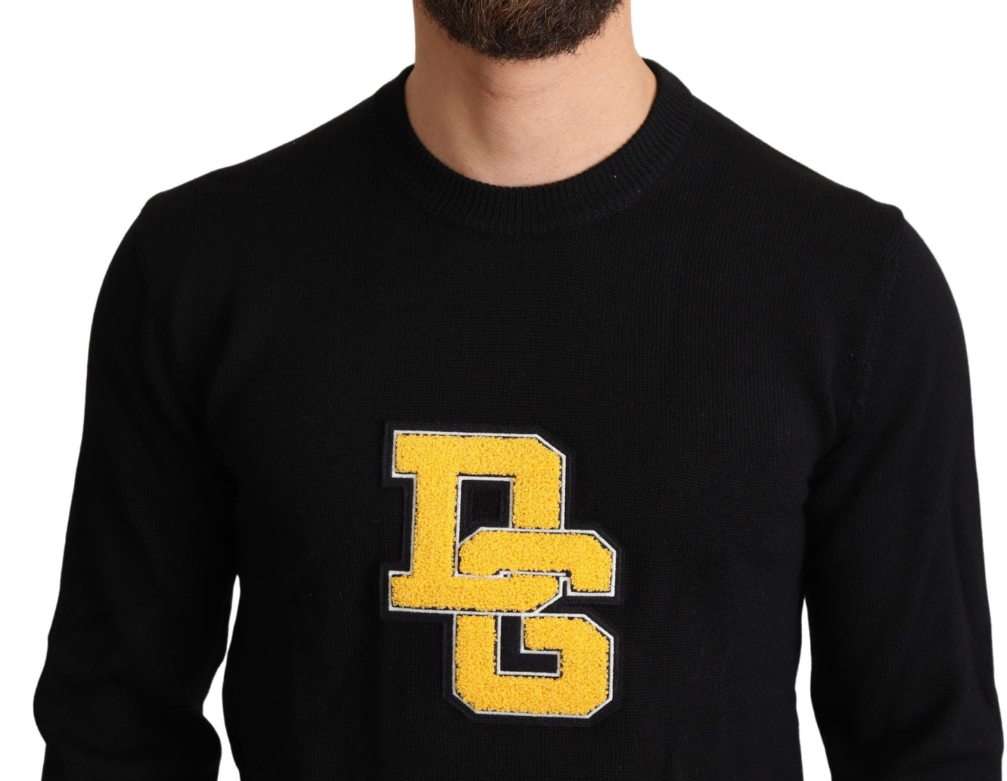 Schwarz-Gelb DG Logo Strickpullover aus Wolle