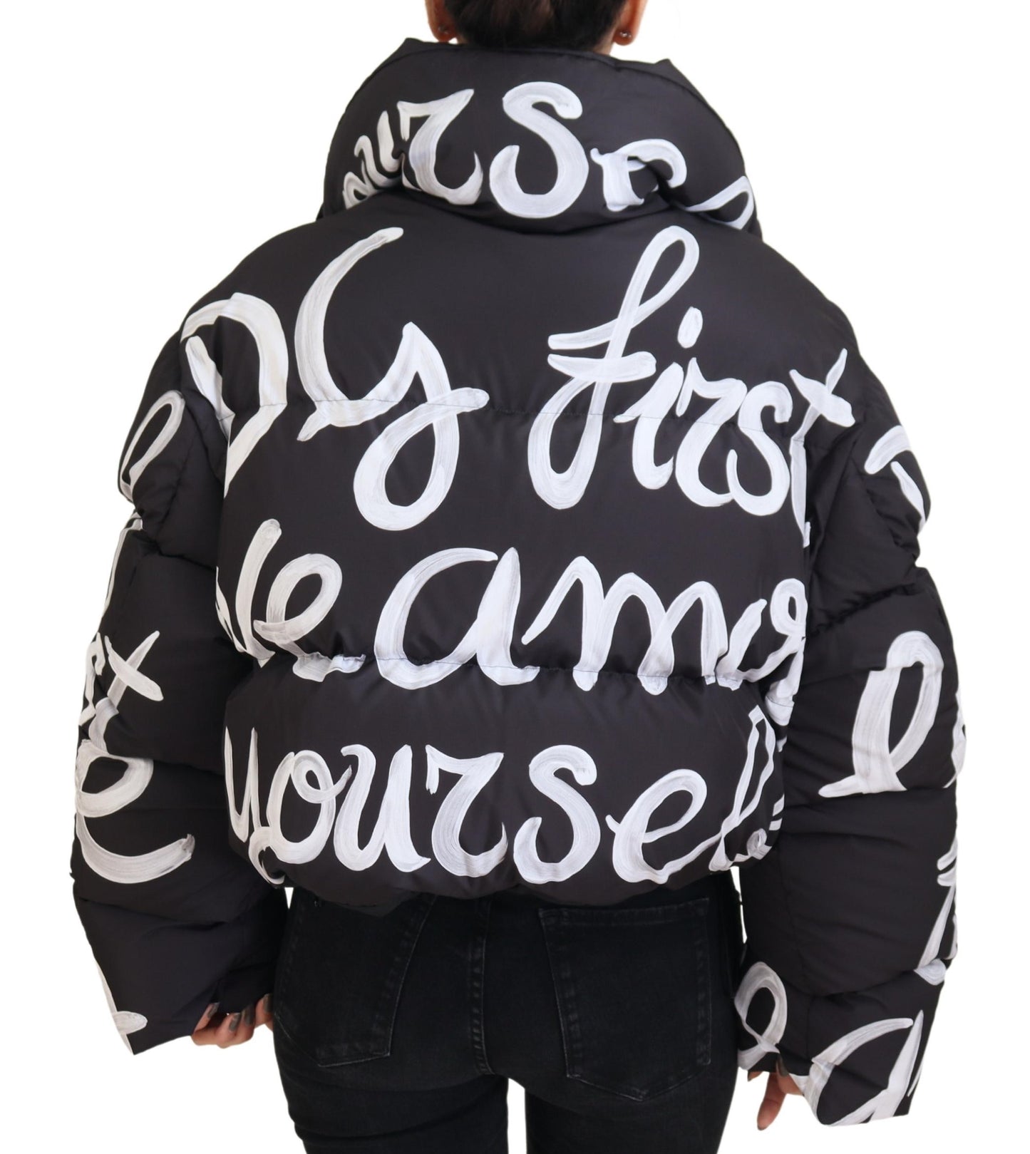 Schwarze AMORE Bedruckte Blouson-Jacke aus Polyester
