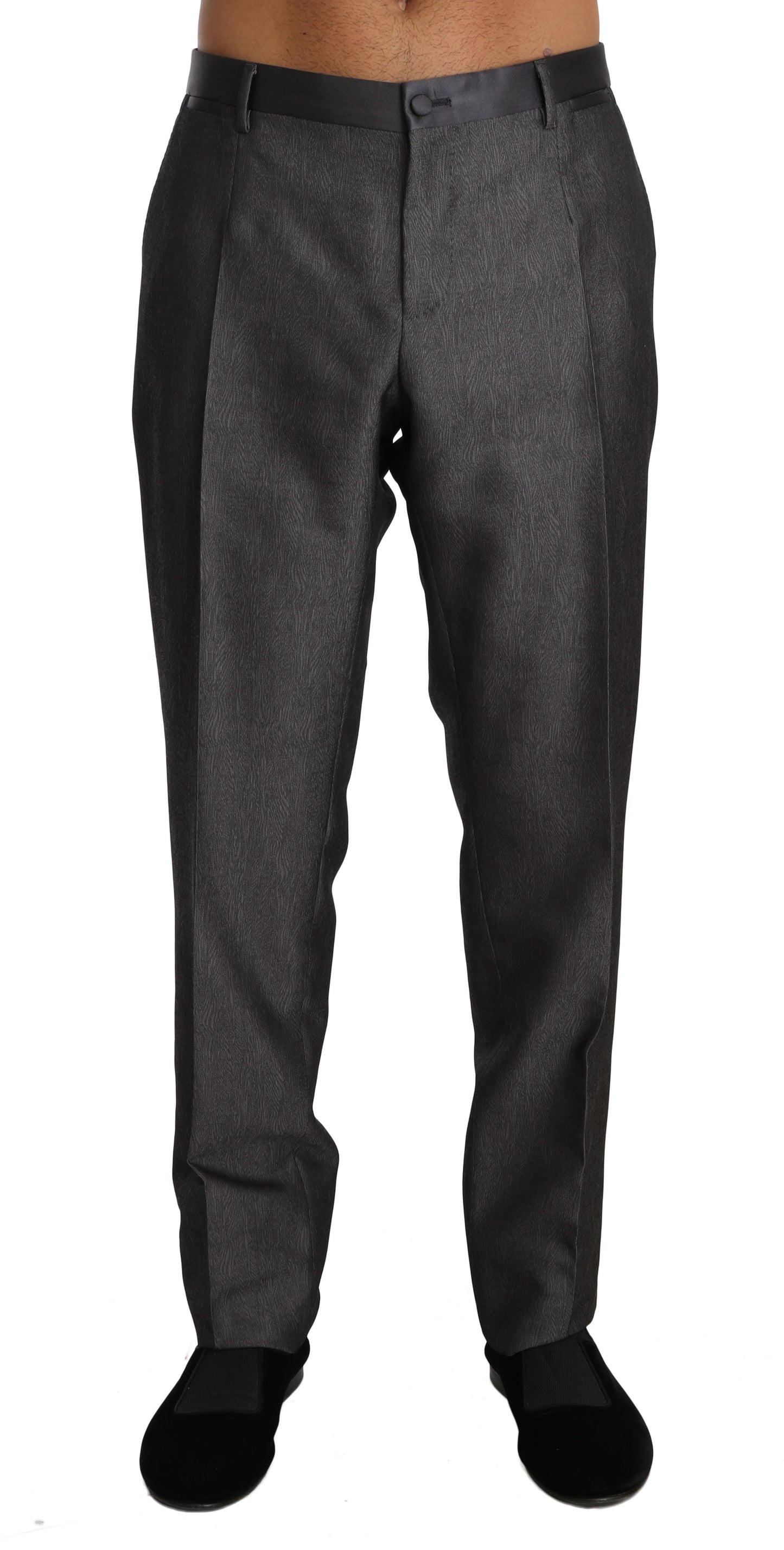 Graue gemusterte formelle Hose aus Wolle und Seide