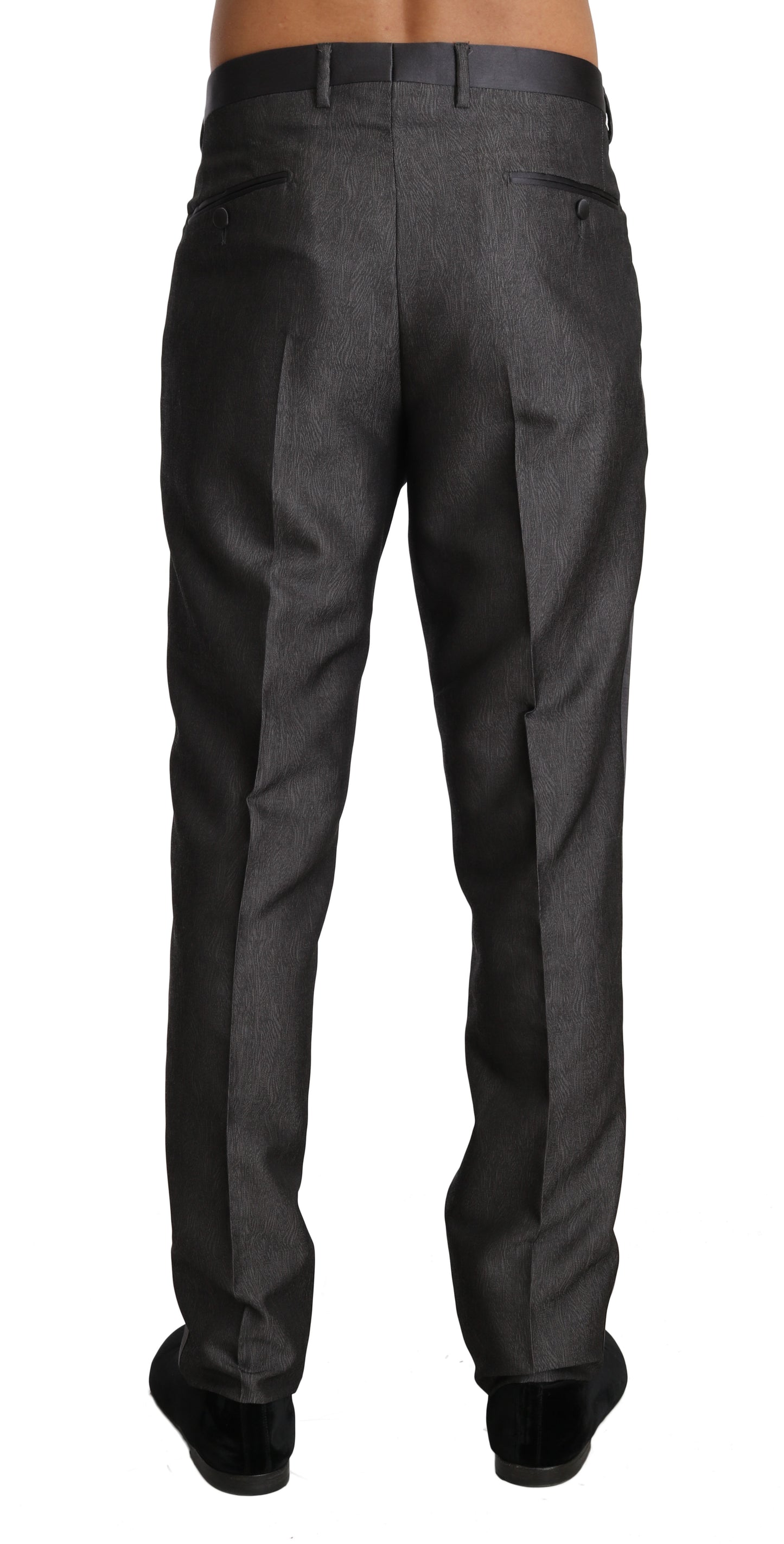Graue gemusterte formelle Hose aus Wolle und Seide