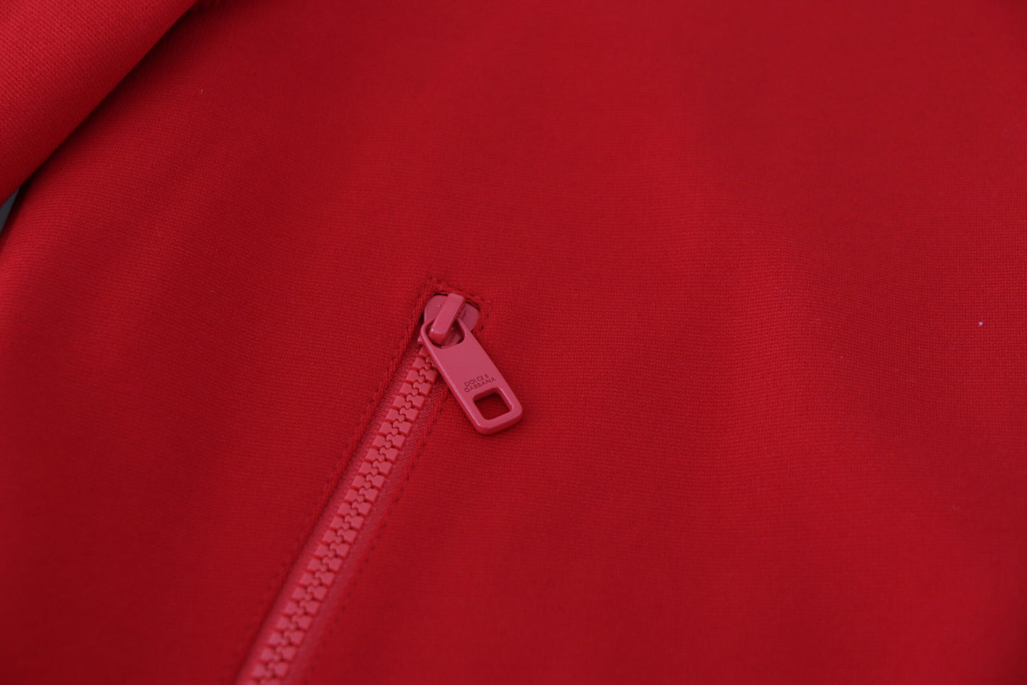 Roter Viskose-Blouson-Pullover mit durchgehendem Reißverschluss und DG-Logo