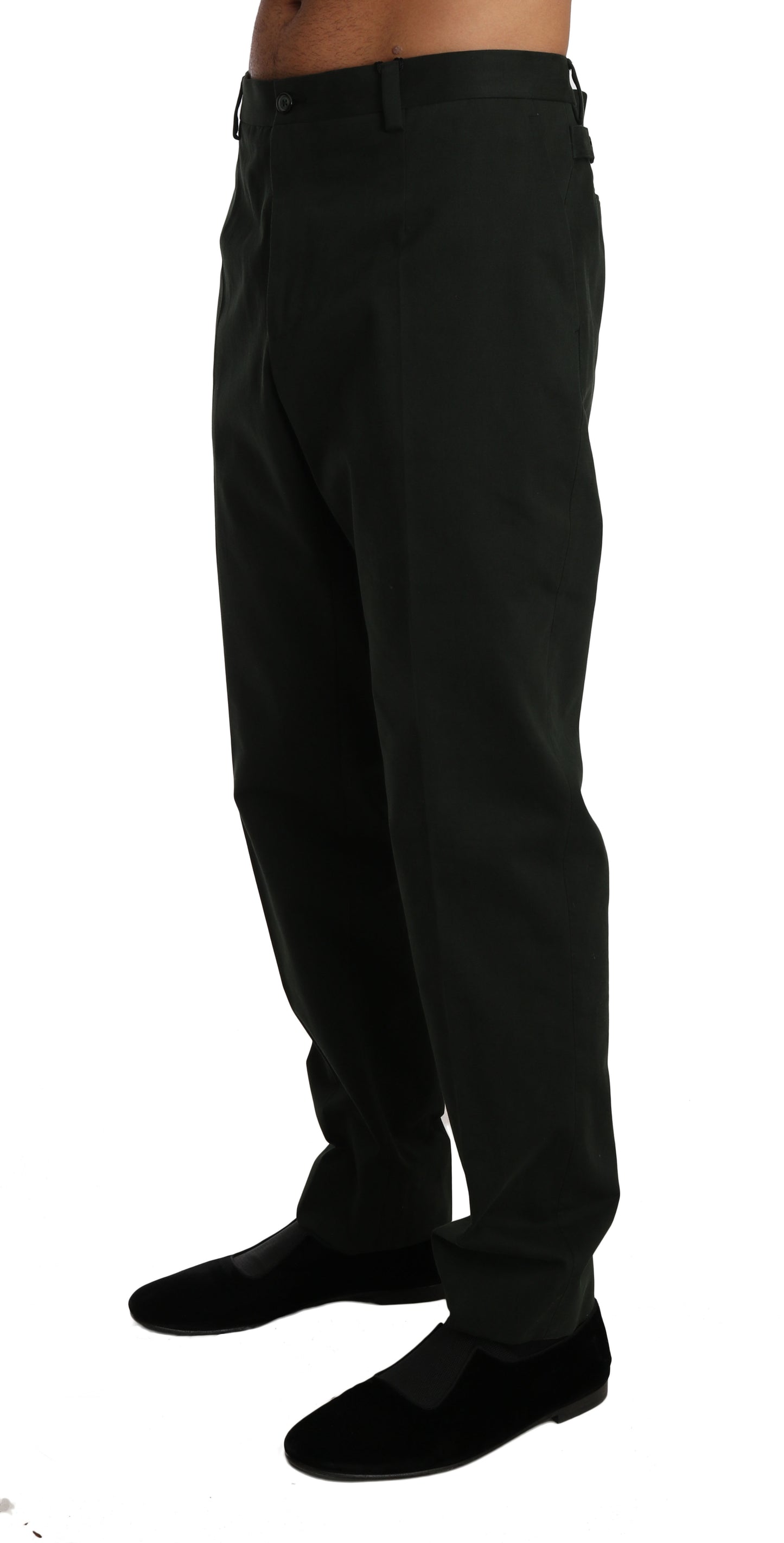 Dunkelgrünes Baumwollkleid Formelle Hose