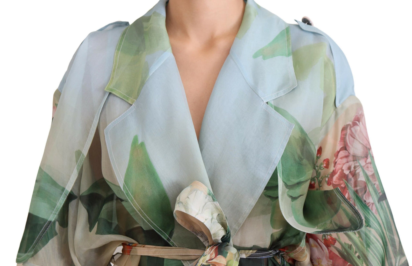Multicolor Wald Seide Trenchcoat Jacke