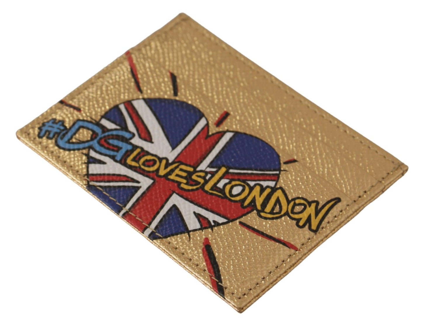 Goldfarbenes Leder #DGLovesLondon Damen Kartenhalter Etui Geldbörse