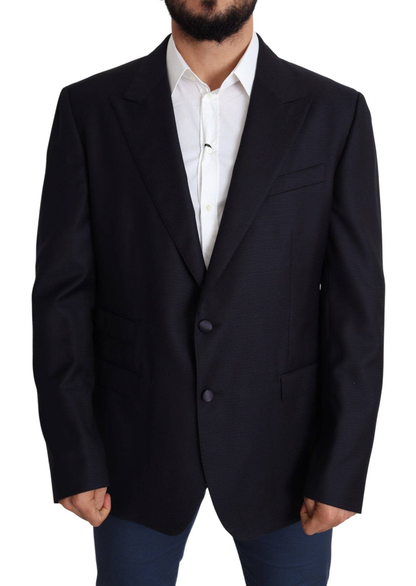 Schwarzer einreihiger NAPOLI-Blazer aus Wolle