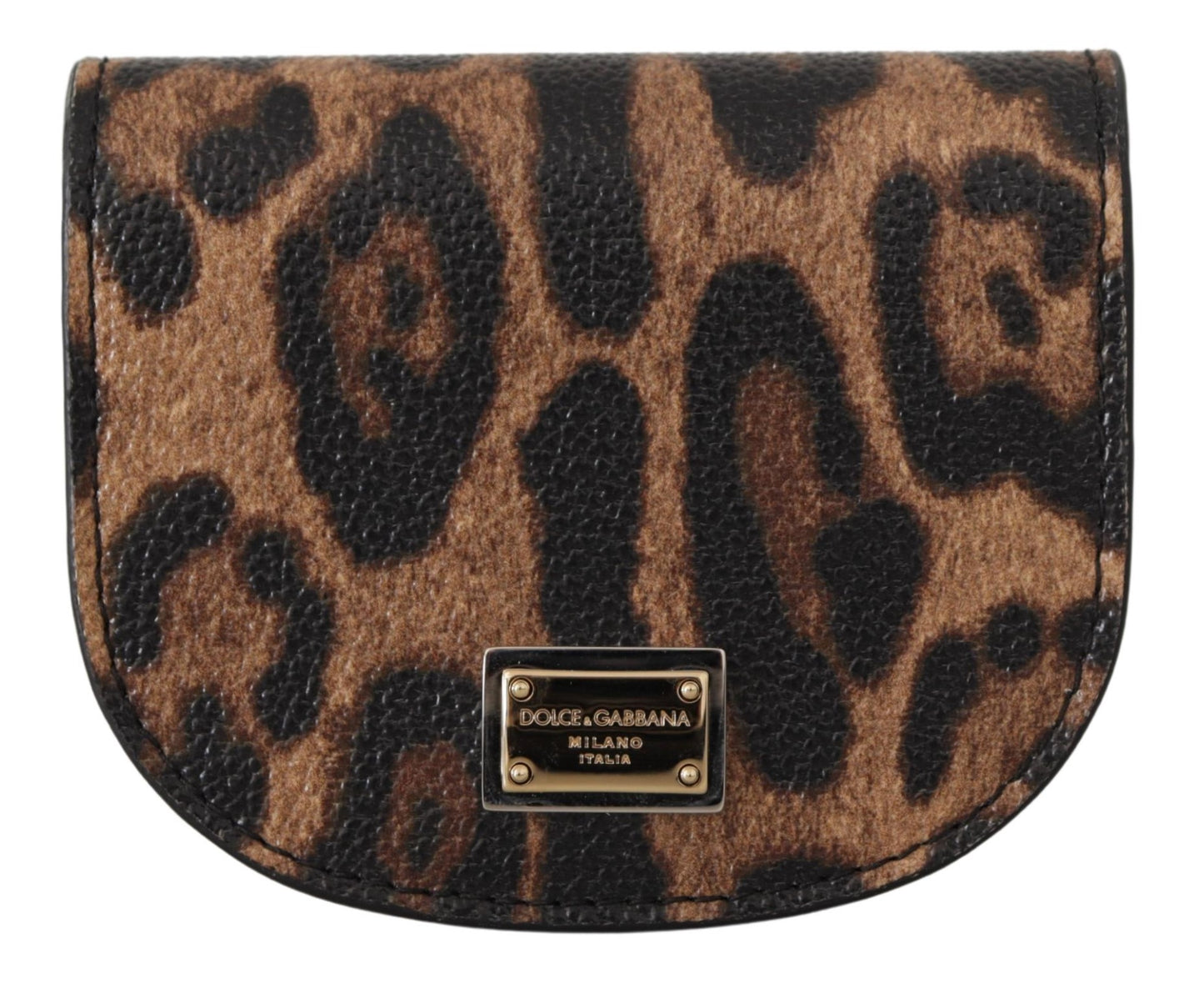 Schwarzer Leopard-Logo-Münzklappenhalter Geldbörse