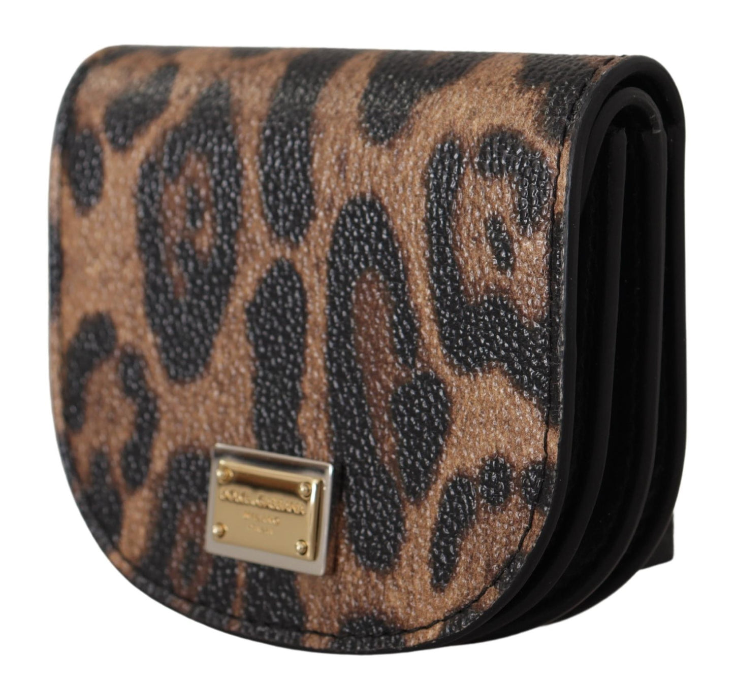 Schwarzer Leopard-Logo-Münzklappenhalter Geldbörse