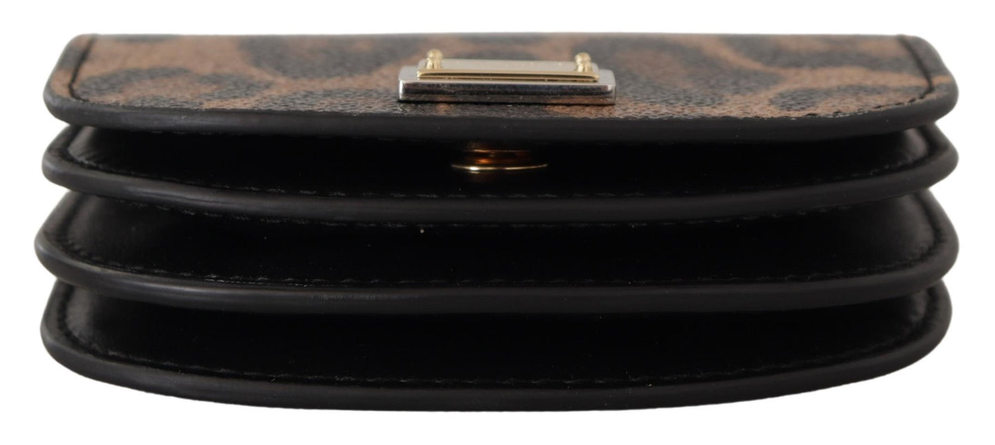 Schwarzer Leopard-Logo-Münzklappenhalter Geldbörse
