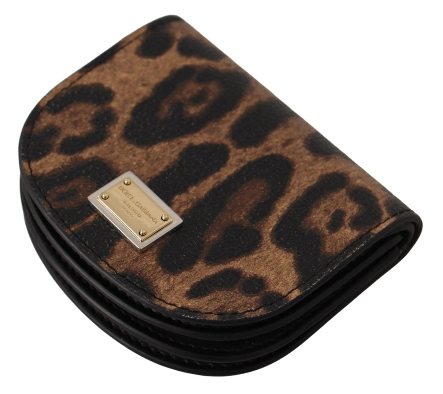 Schwarzer Leopard-Logo-Münzklappenhalter Geldbörse