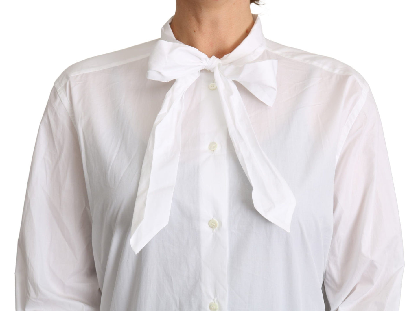 Baumwolle Weiß Schal Hals Shirt Bluse Top