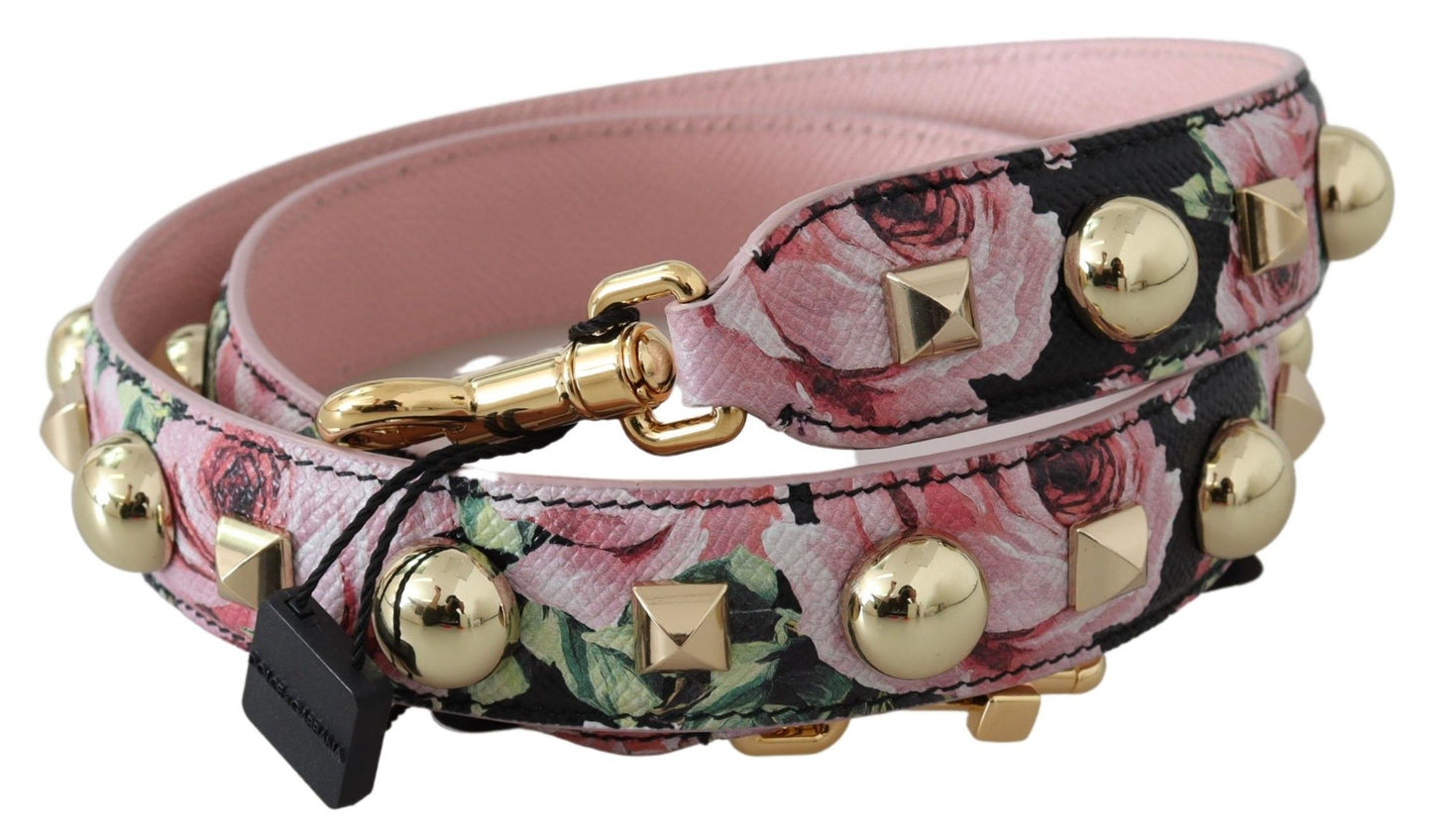 Rosa geblümte Tasche mit goldenen Nieten Accessoire Schulterriemen