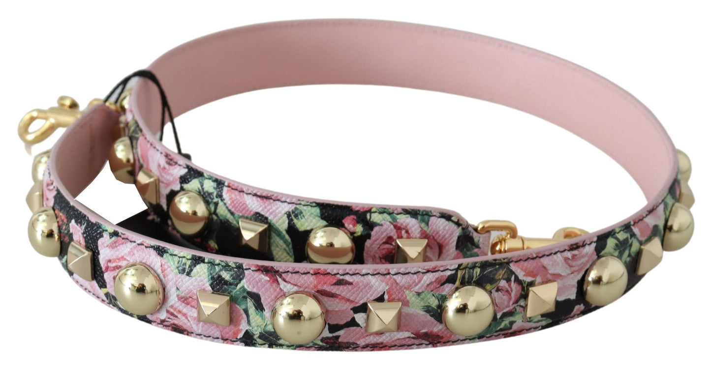 Rosa geblümte Tasche mit goldenen Nieten Accessoire Schulterriemen