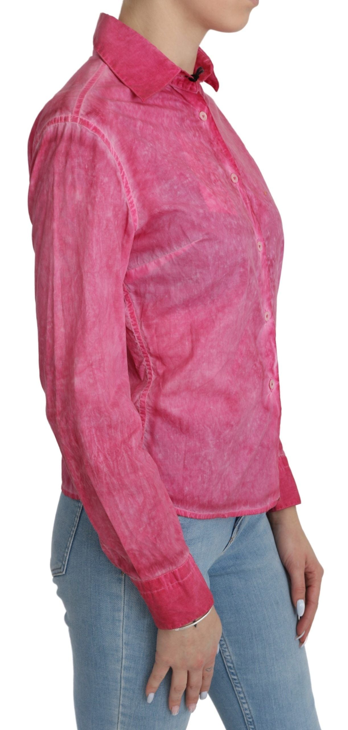Rosa Hemd mit langen Ärmeln und Kragen Bluse Top