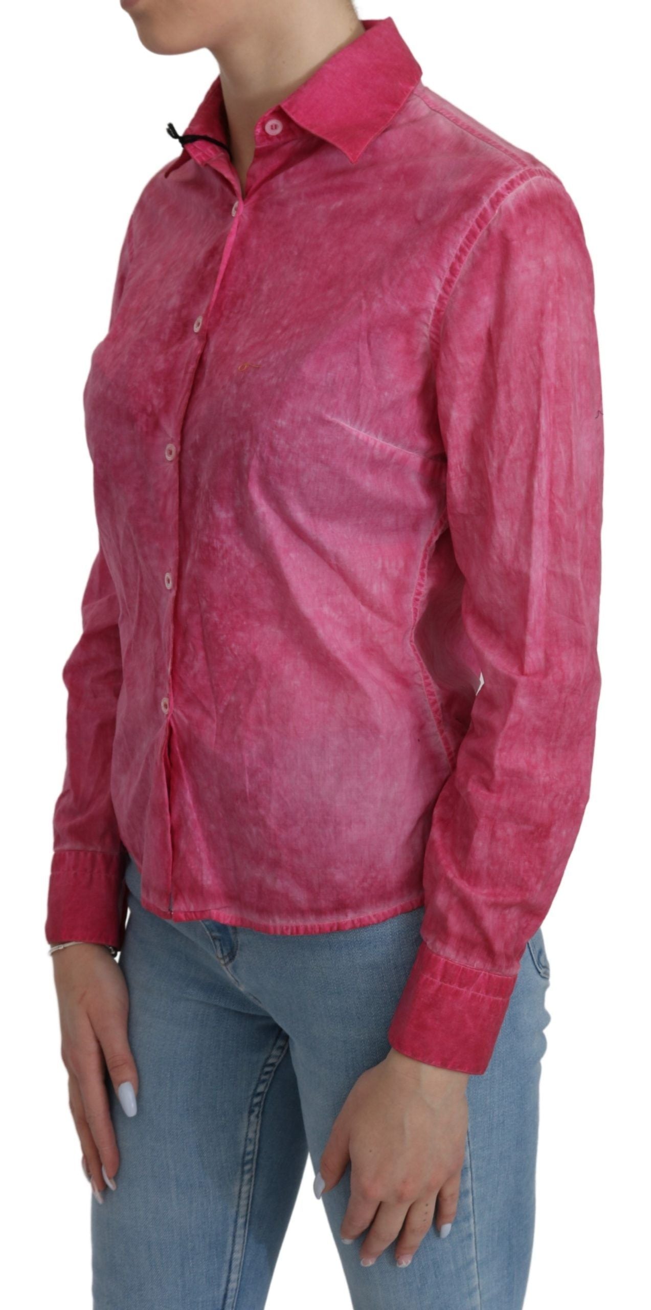 Rosa Hemd mit langen Ärmeln und Kragen Bluse Top