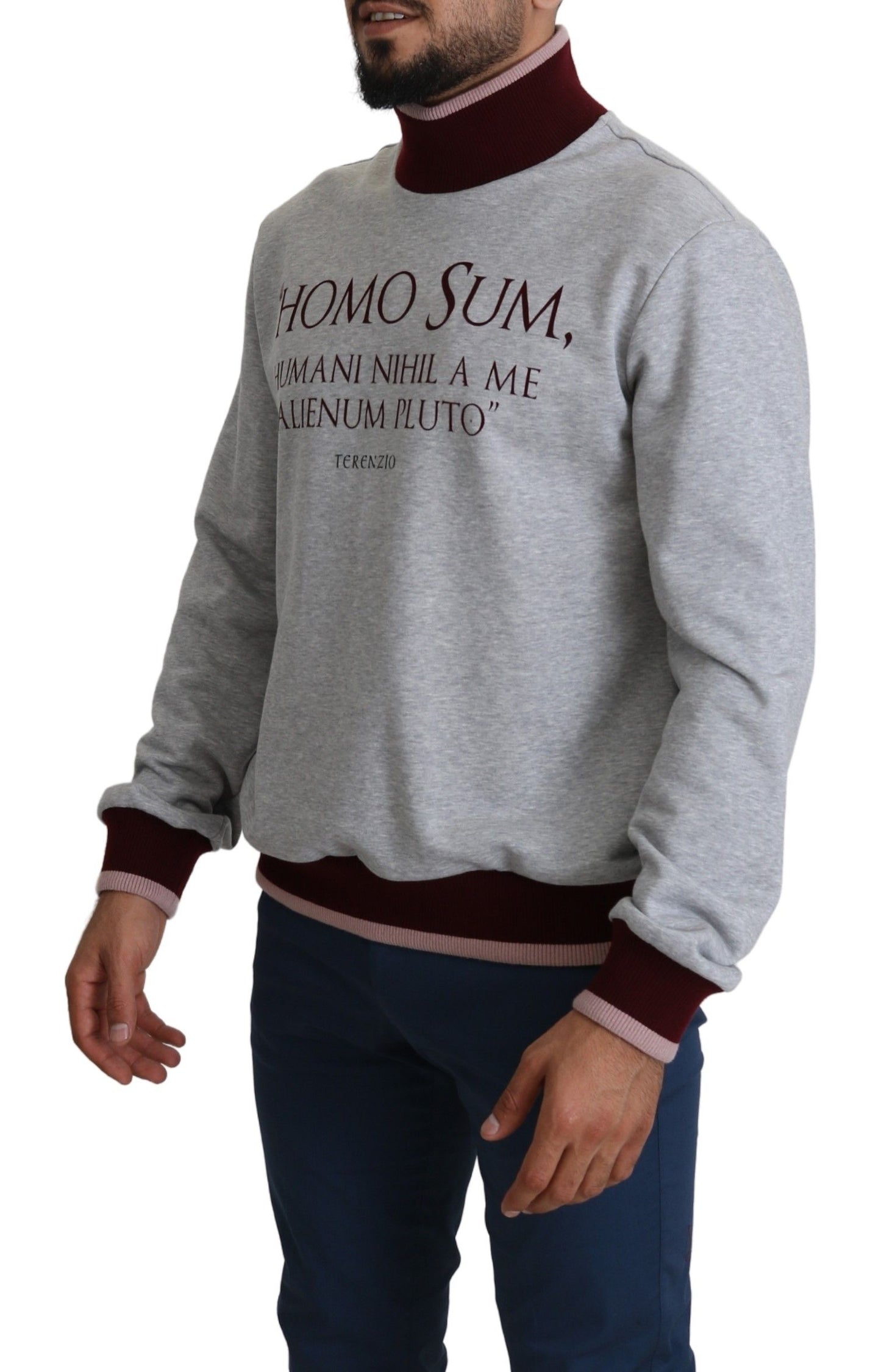Grauer Homo Sum Rollkragenpullover Pullover